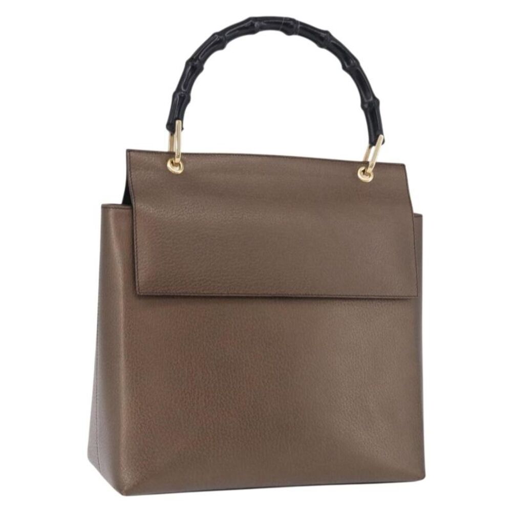 Gucci Vintage Bamboo Handle Leather Brown Leather Handbag